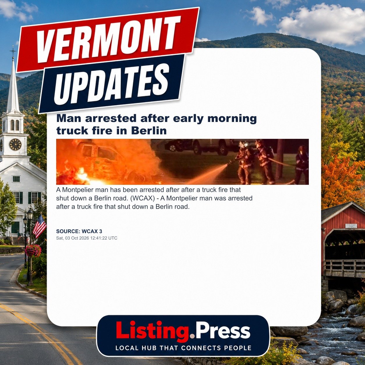 Man arrested after early morning truck fire in Berlin