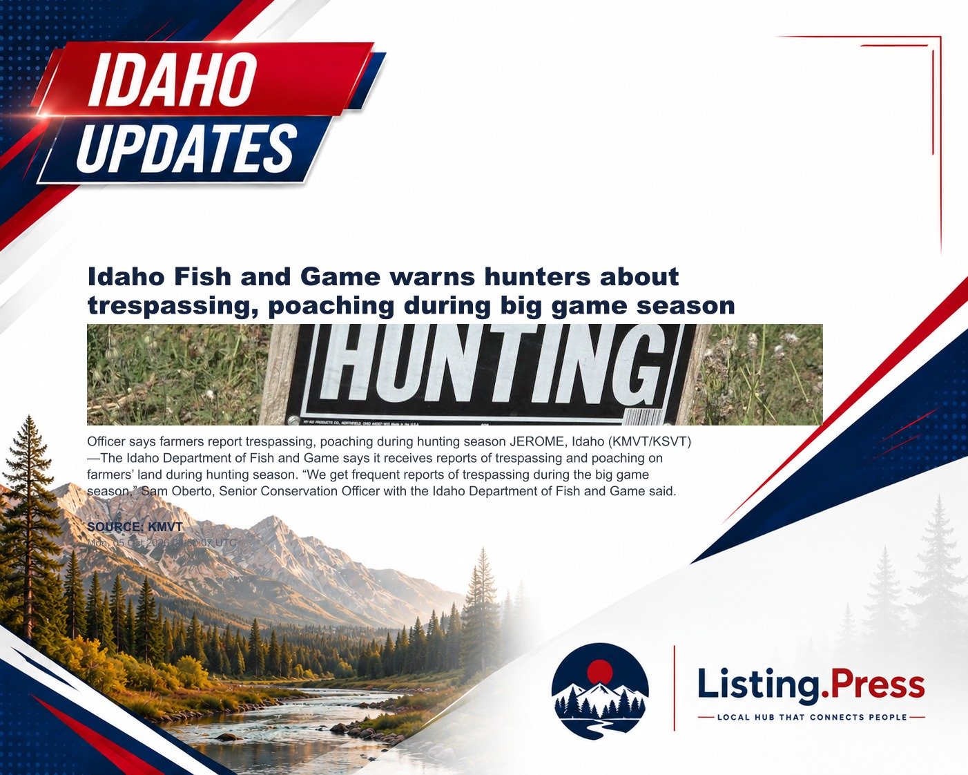 Idaho Fish and Game warns hunters about trespassing, poaching during big game season