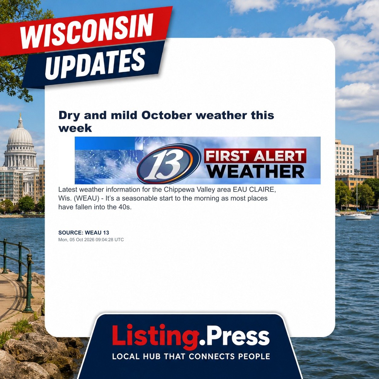Dry and mild October weather this week