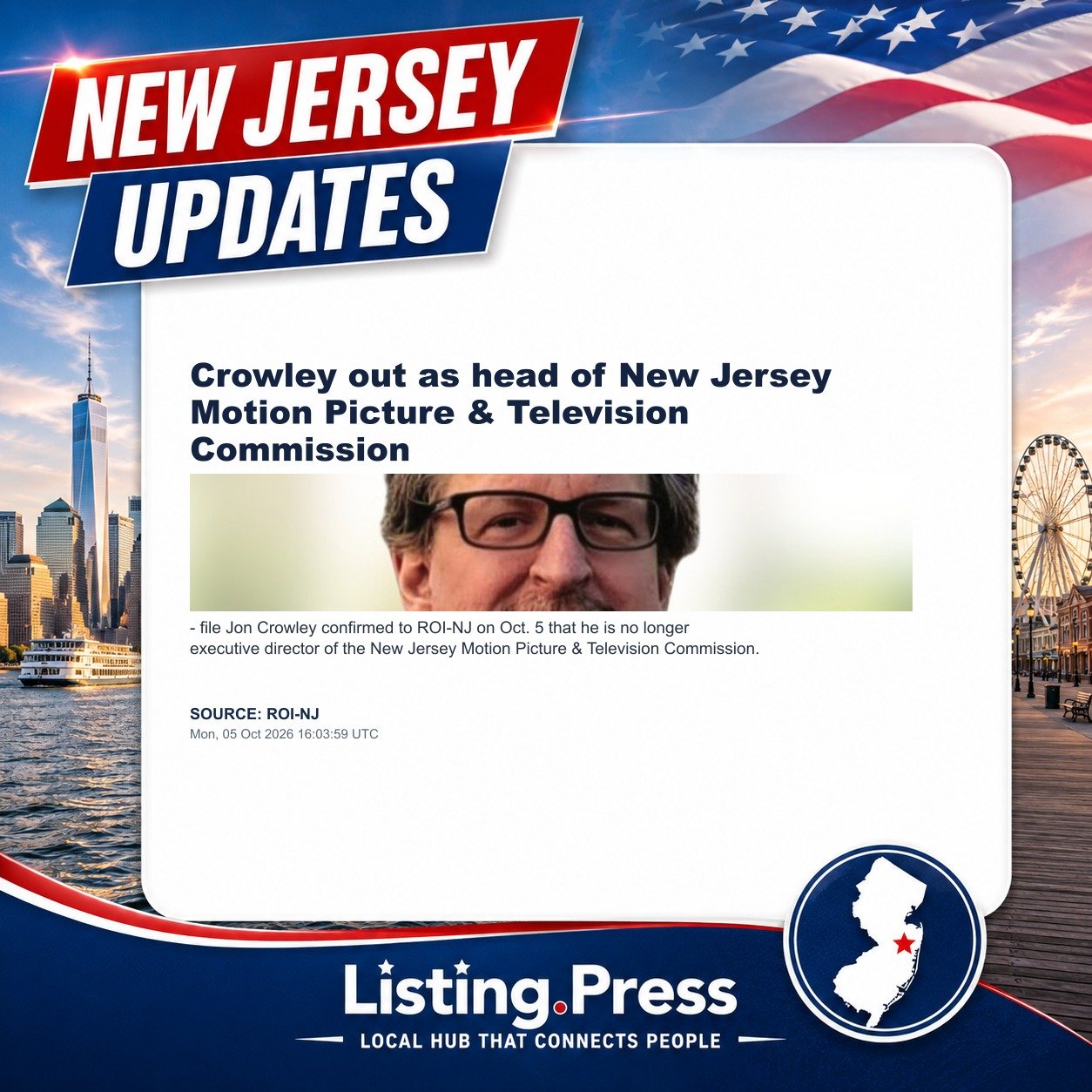 Crowley out as head of New Jersey Motion Picture & Television Commission