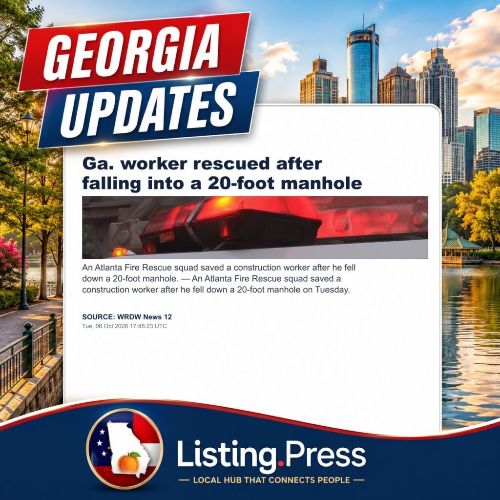 Ga. worker rescued after falling into a 20-foot manhole