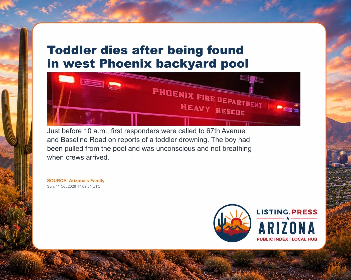 Toddler dies after being found in west Phoenix backyard pool