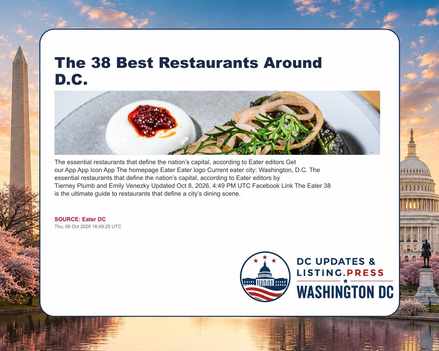 The 38 Best Restaurants Around D.C.