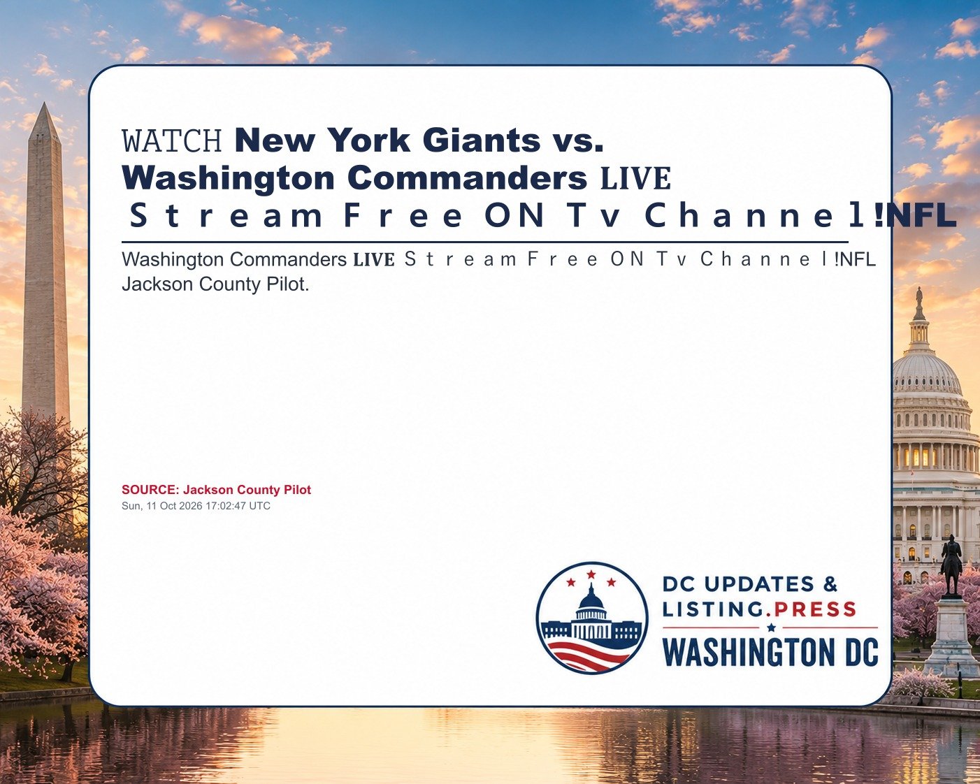 𝚆𝙰𝚃𝙲𝙷 New York Giants vs. Washington Commanders 𝐋𝐈𝐕𝐄 Stream Free ON Tv Channel!NFL