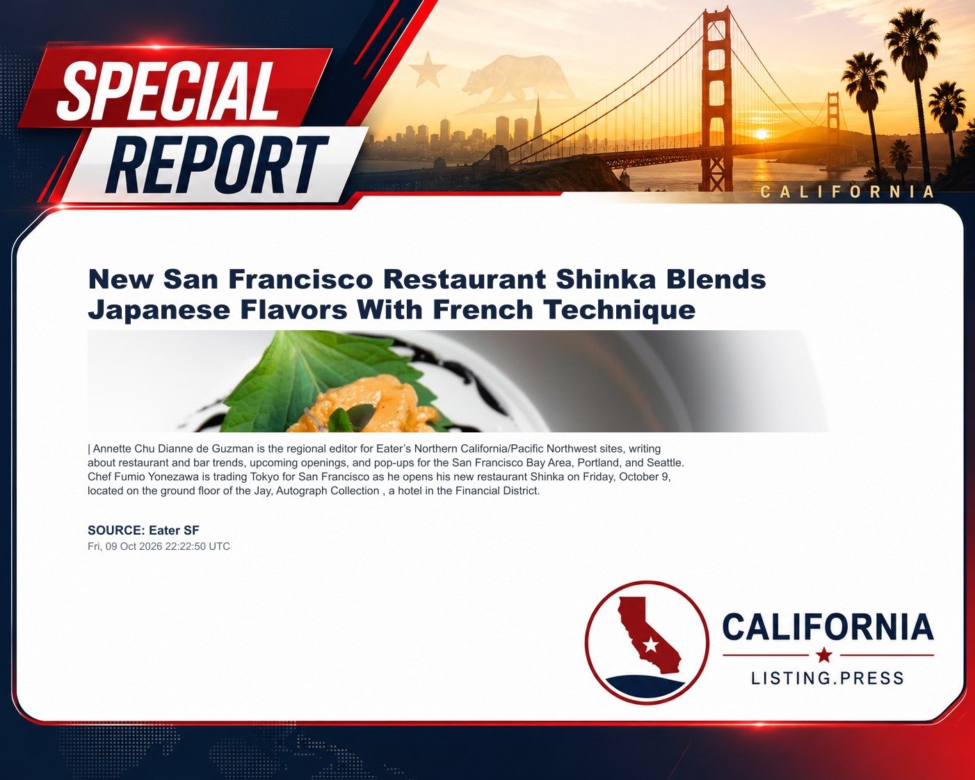 New San Francisco Restaurant Shinka Blends Japanese Flavors With French Technique