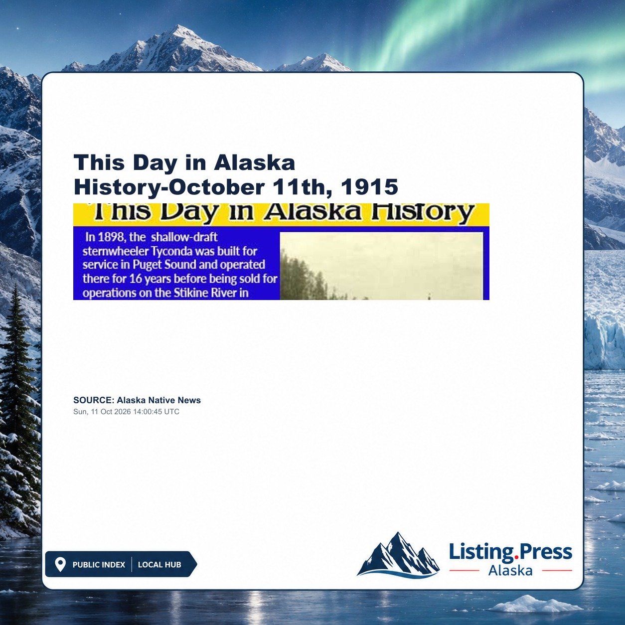 This Day in Alaska History-October 11th, 1915