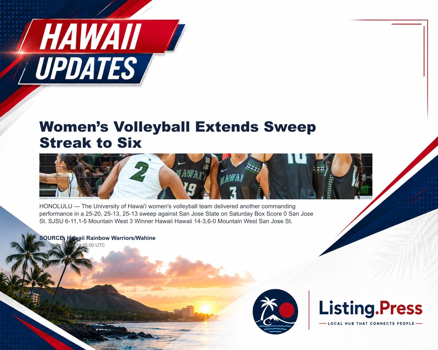 Women’s Volleyball Extends Sweep Streak to Six