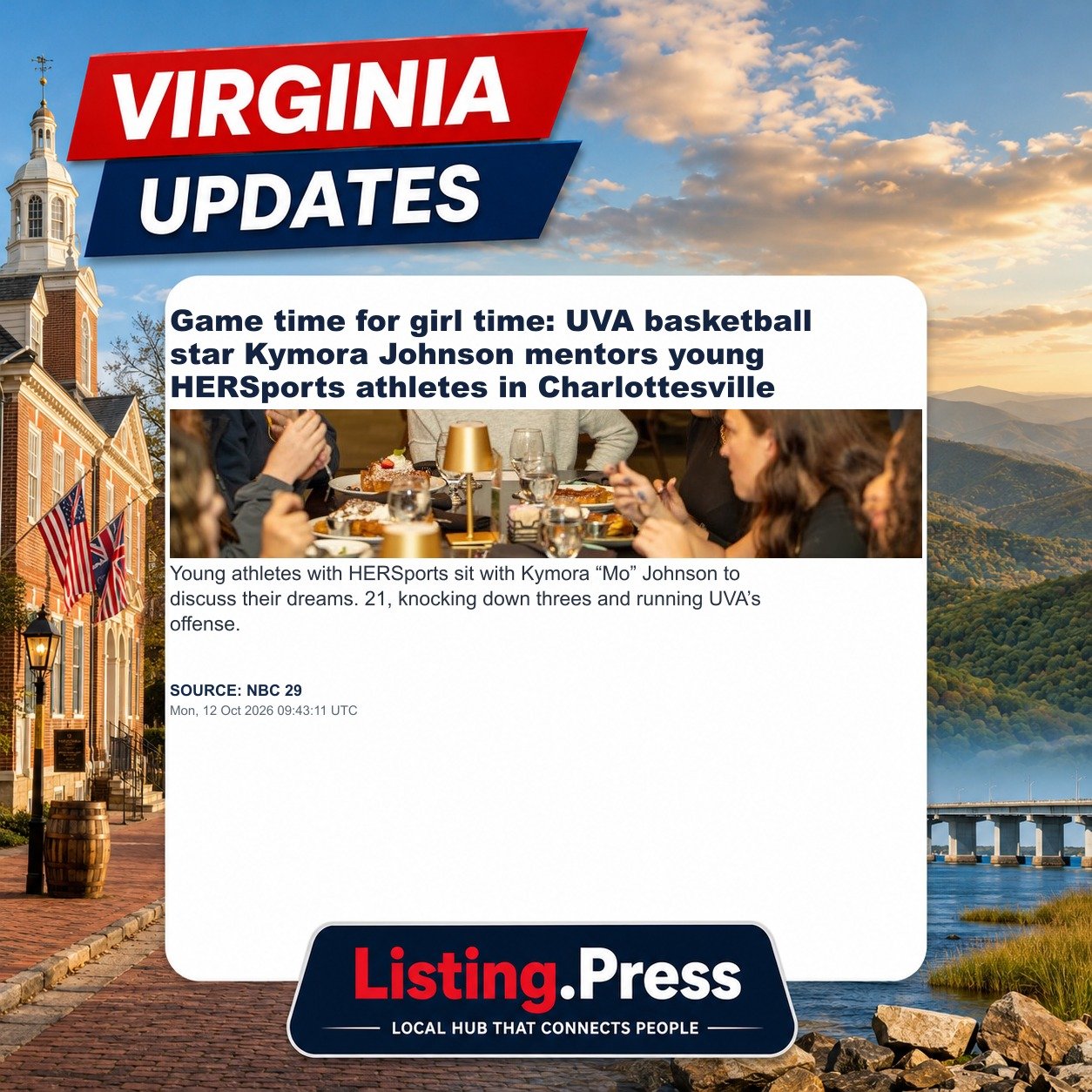 Game time for girl time: UVA basketball star Kymora Johnson mentors young HERSports athletes in Charlottesville