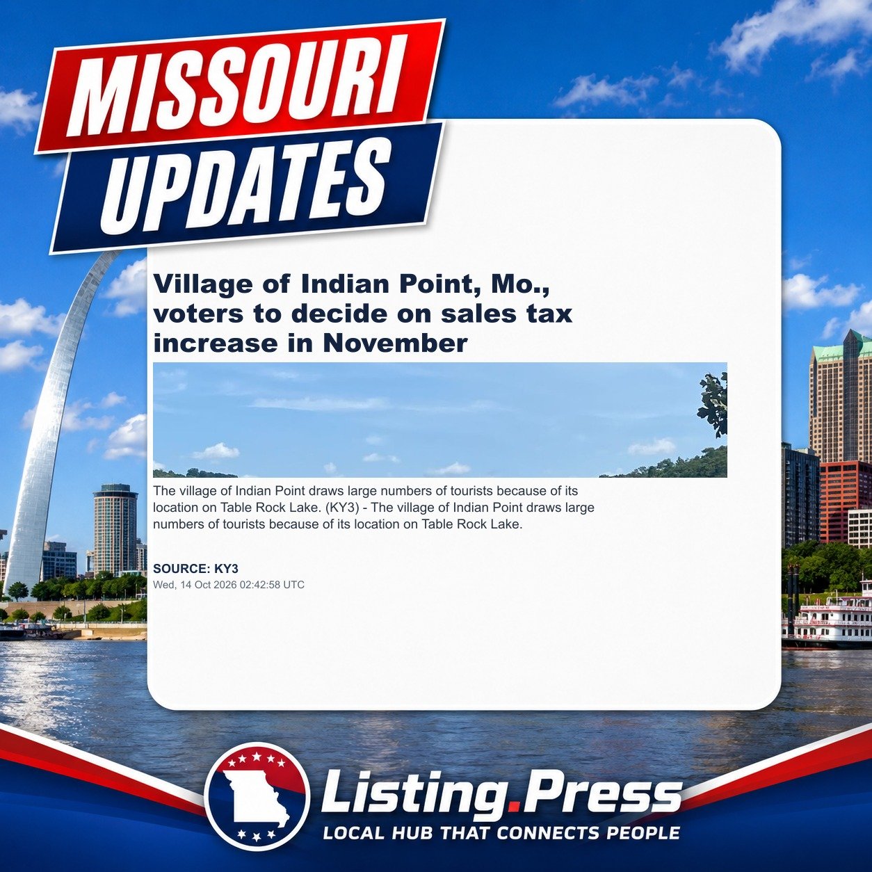 Village of Indian Point, Mo., voters to decide on sales tax increase in November