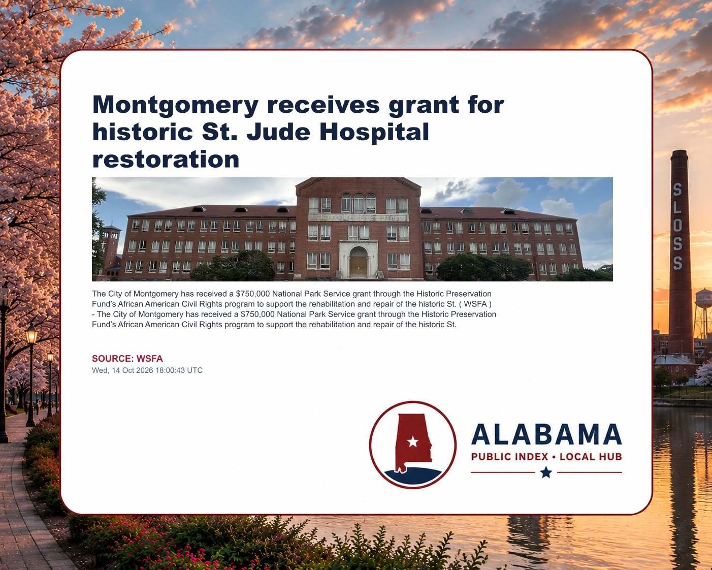 Montgomery receives grant for historic St. Jude Hospital restoration