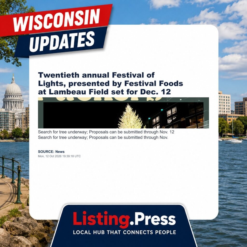 Twentieth annual Festival of Lights, presented by Festival Foods at Lambeau Field set for Dec. 12