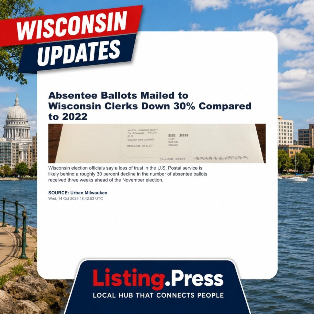 Absentee Ballots Mailed to Wisconsin Clerks Down 30% Compared to 2022
