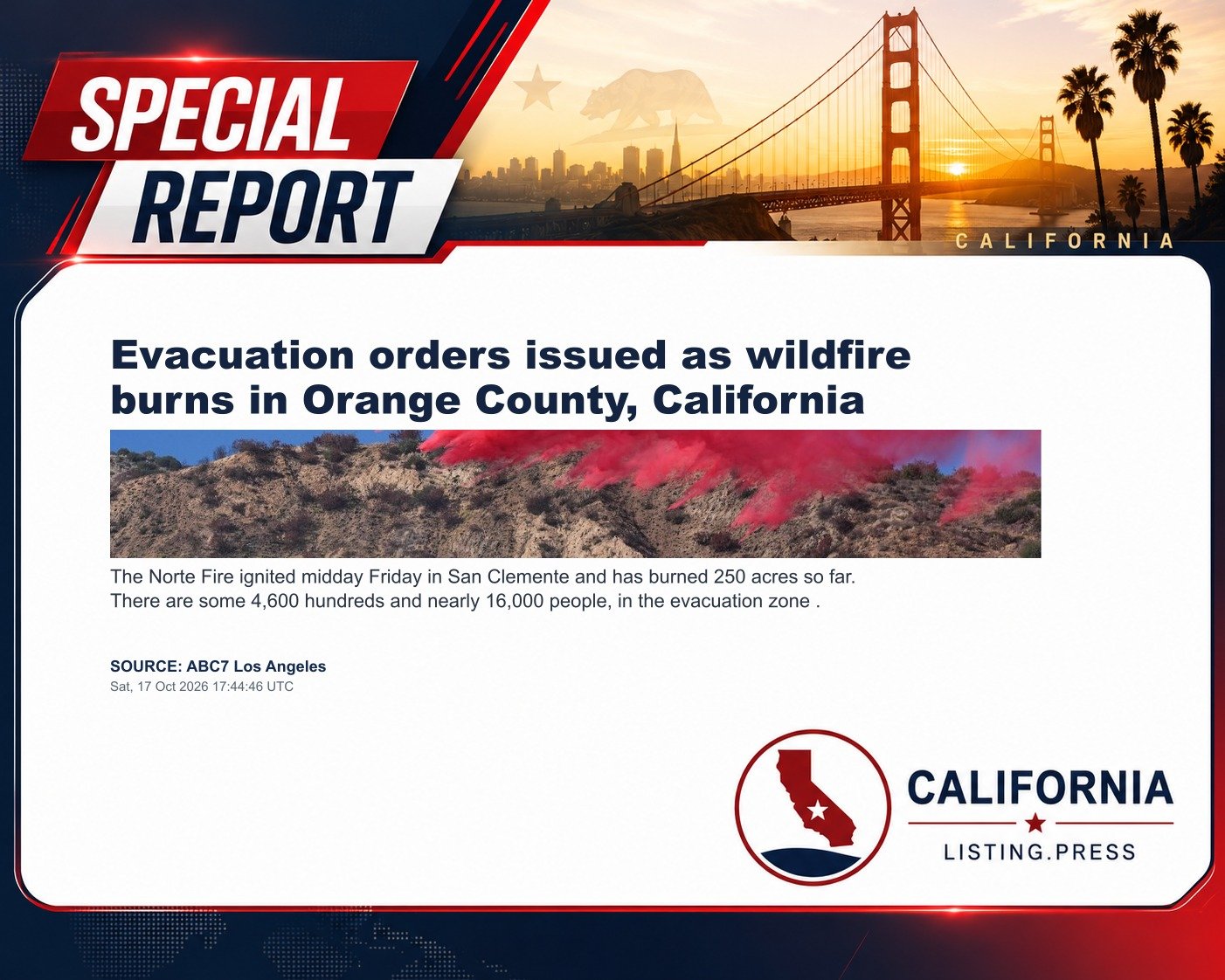 Evacuation orders issued as wildfire burns in Orange County, California