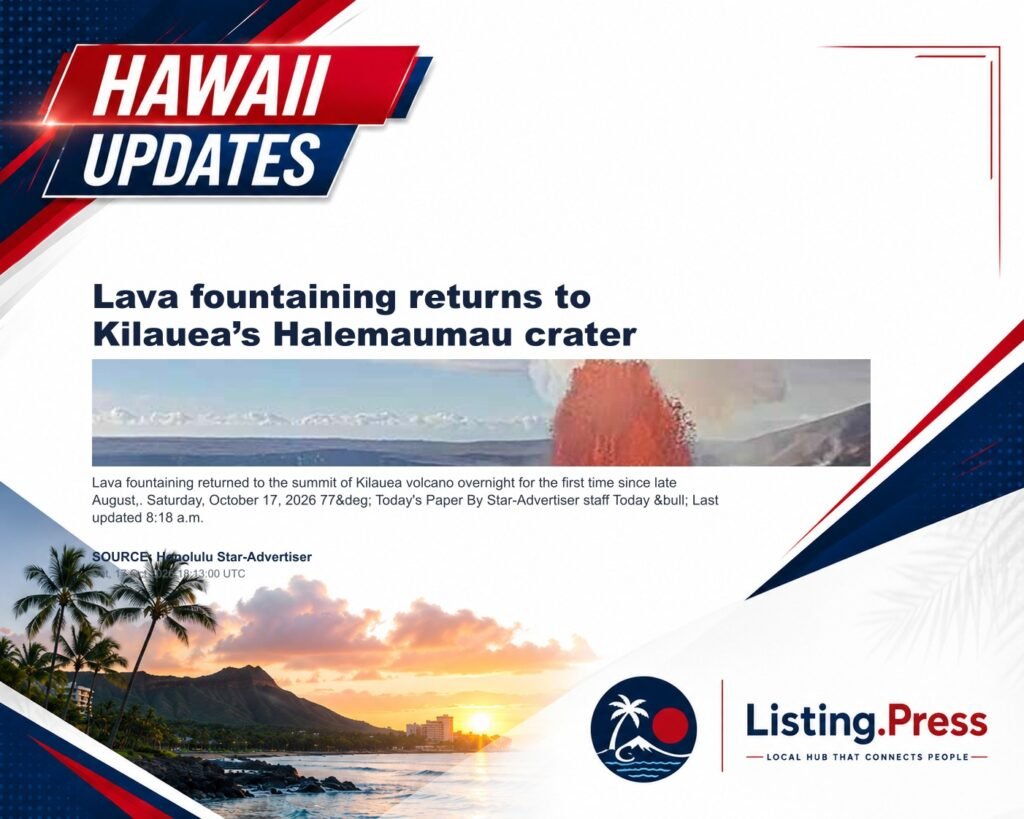 Lava fountaining returns to Kilauea’s Halemaumau crater