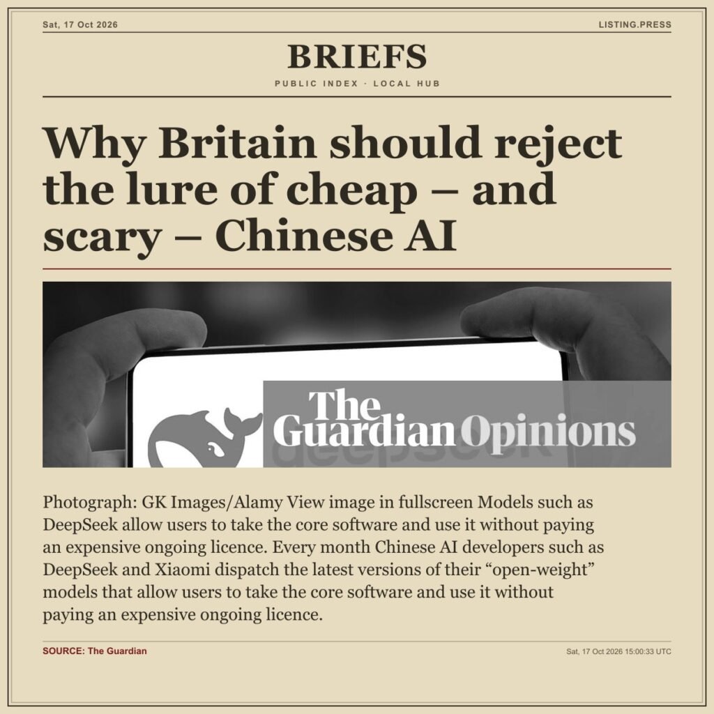 Why Britain should reject the lure of cheap – and scary – Chinese AI