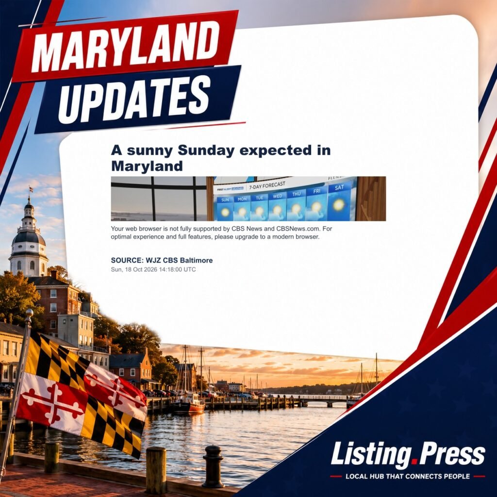 A sunny Sunday expected in Maryland