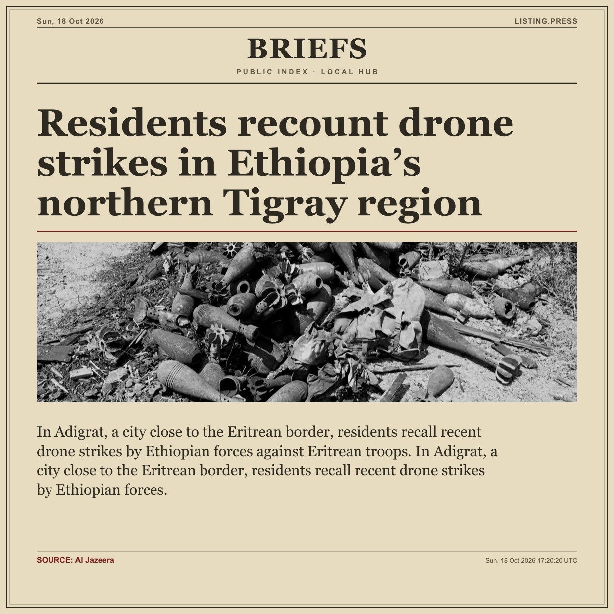 Residents recount drone strikes in Ethiopia’s northern Tigray region