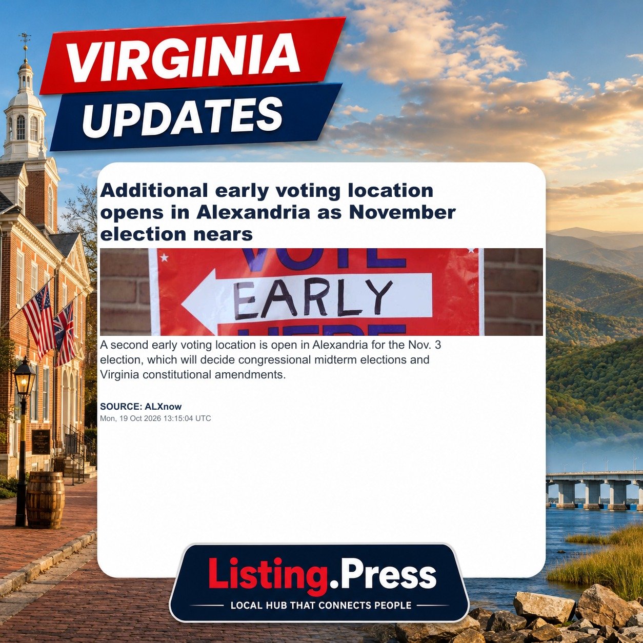 Additional early voting location opens in Alexandria as November election nears