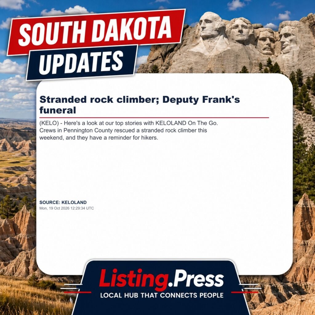 Stranded rock climber; Deputy Frank’s funeral