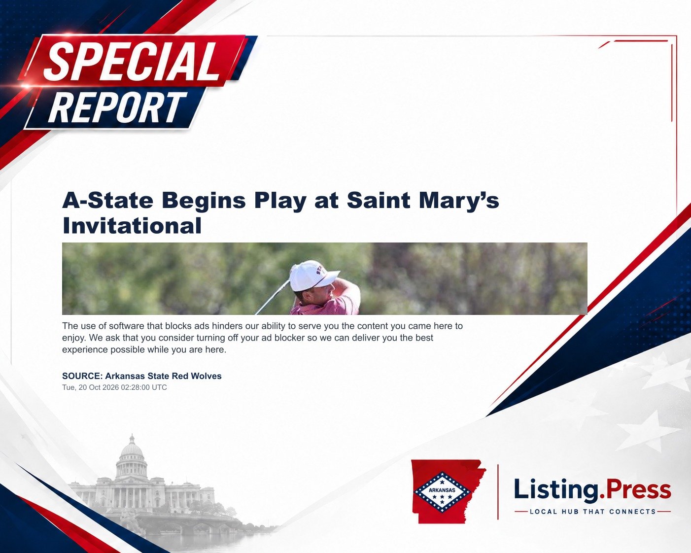 A-State Begins Play at Saint Mary’s Invitational