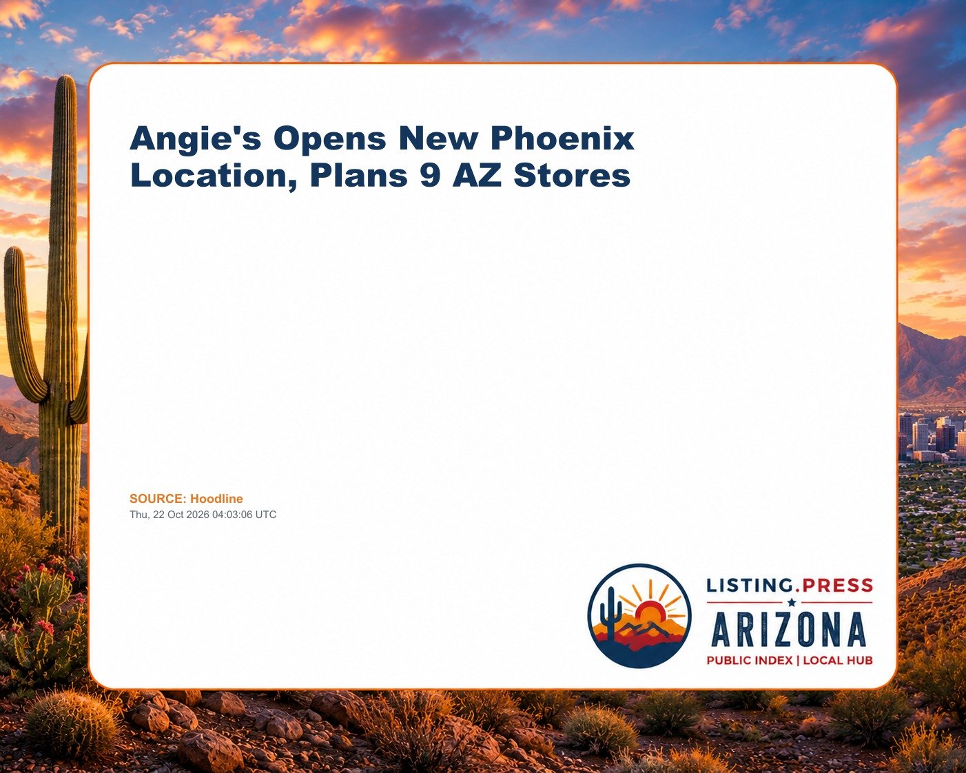 Angie's Opens New Phoenix Location, Plans 9 AZ Stores
