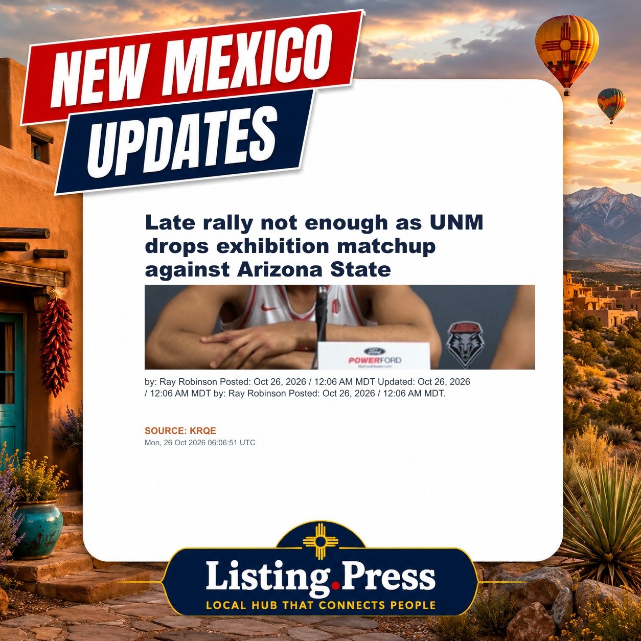 Late rally not enough as UNM drops exhibition matchup against Arizona State