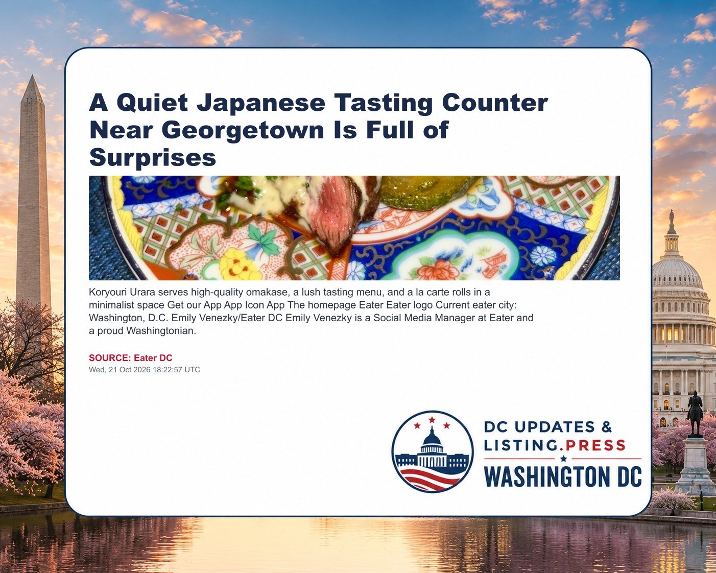 A Quiet Japanese Tasting Counter Near Georgetown Is Full of Surprises