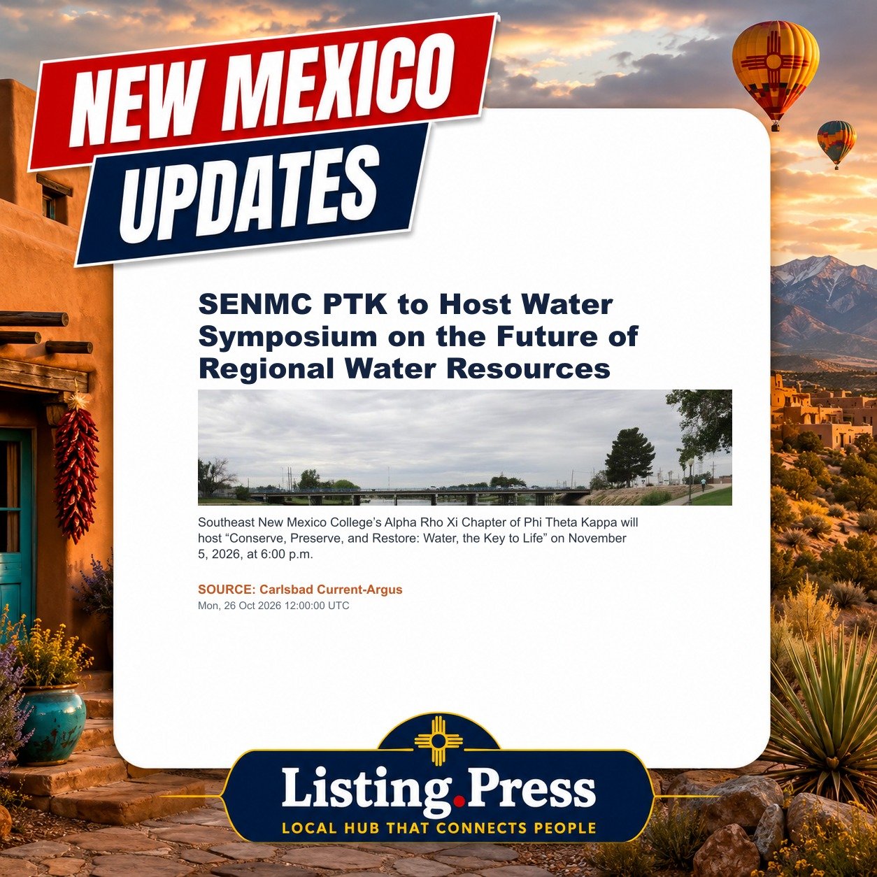 SENMC PTK to Host Water Symposium on the Future of Regional Water Resources