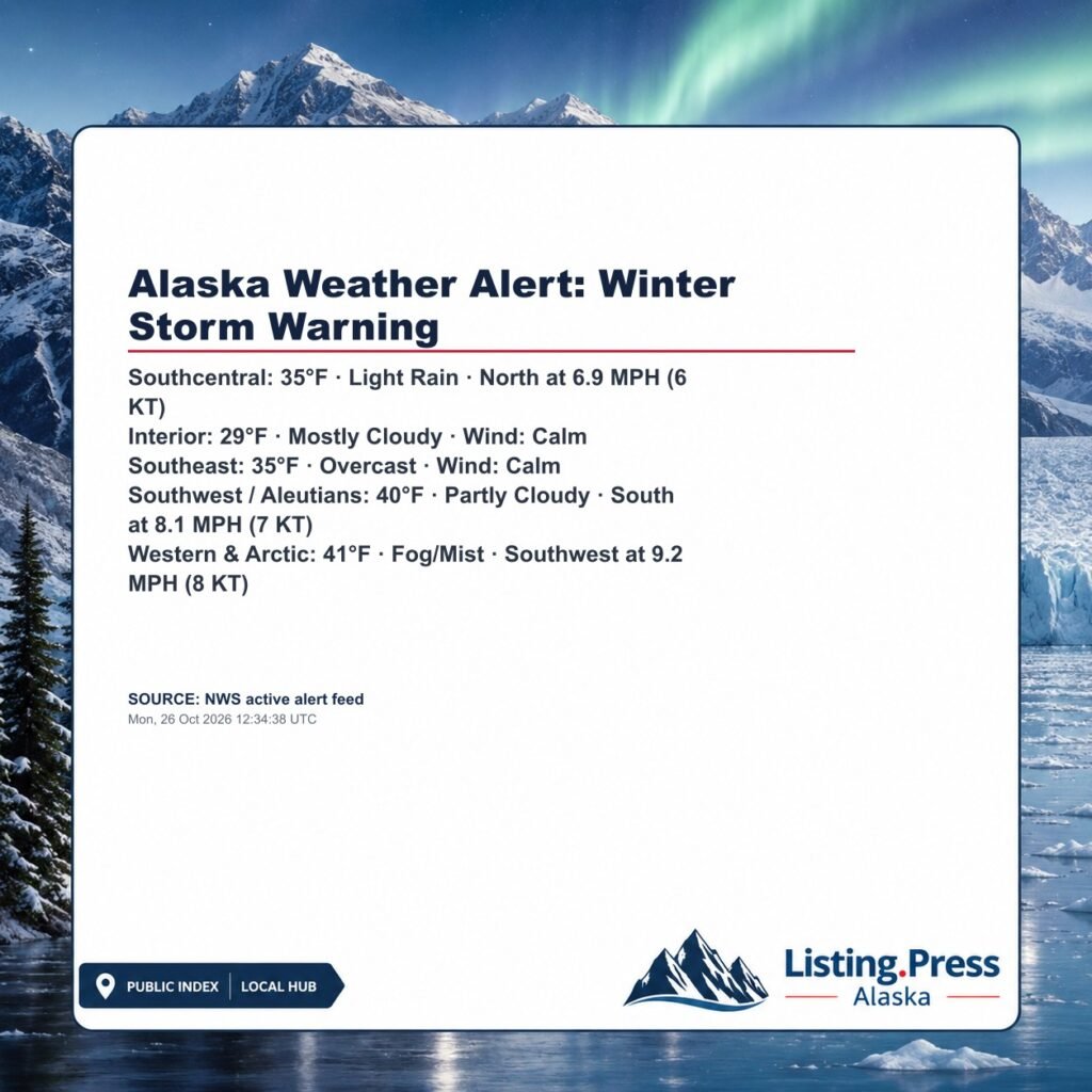 Alaska Weather Alert: Winter Storm Warning