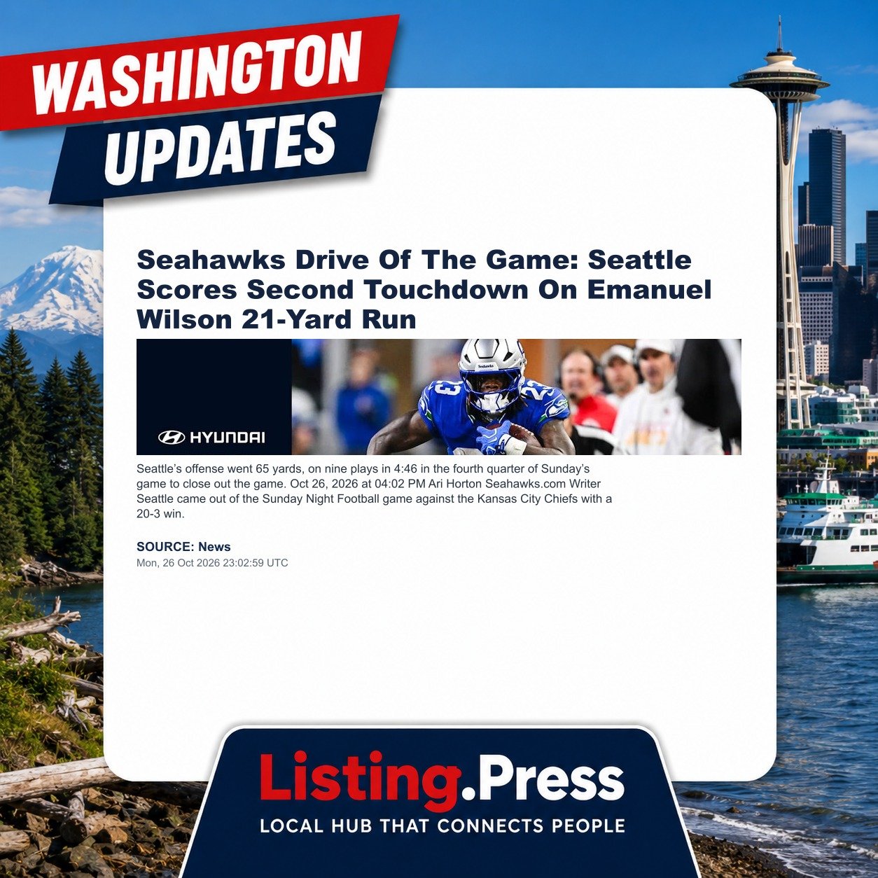 Seahawks Drive Of The Game: Seattle Scores Second Touchdown On Emanuel Wilson 21-Yard Run
