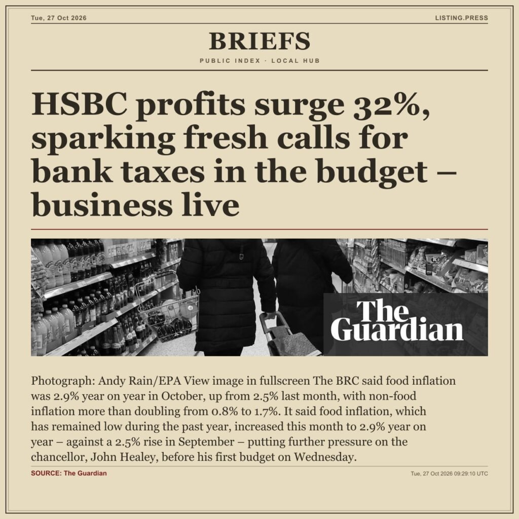 HSBC profits surge 32%, sparking fresh calls for bank taxes in the budget – business live