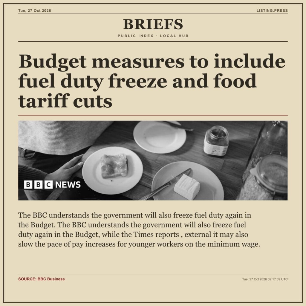 Budget measures to include fuel duty freeze and food tariff cuts